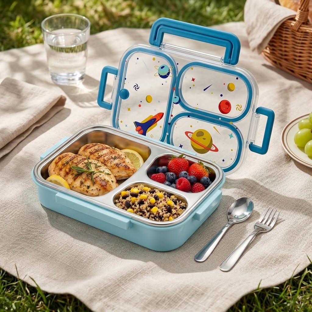 Meal Prep Bowl - 900ML Schattige 304 RVS Gedeelde Bento