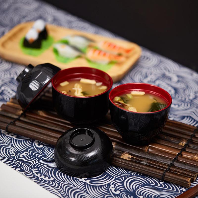 Meal Prep With Rice - Tweekleurige miso soepkom met deksel, Japanse